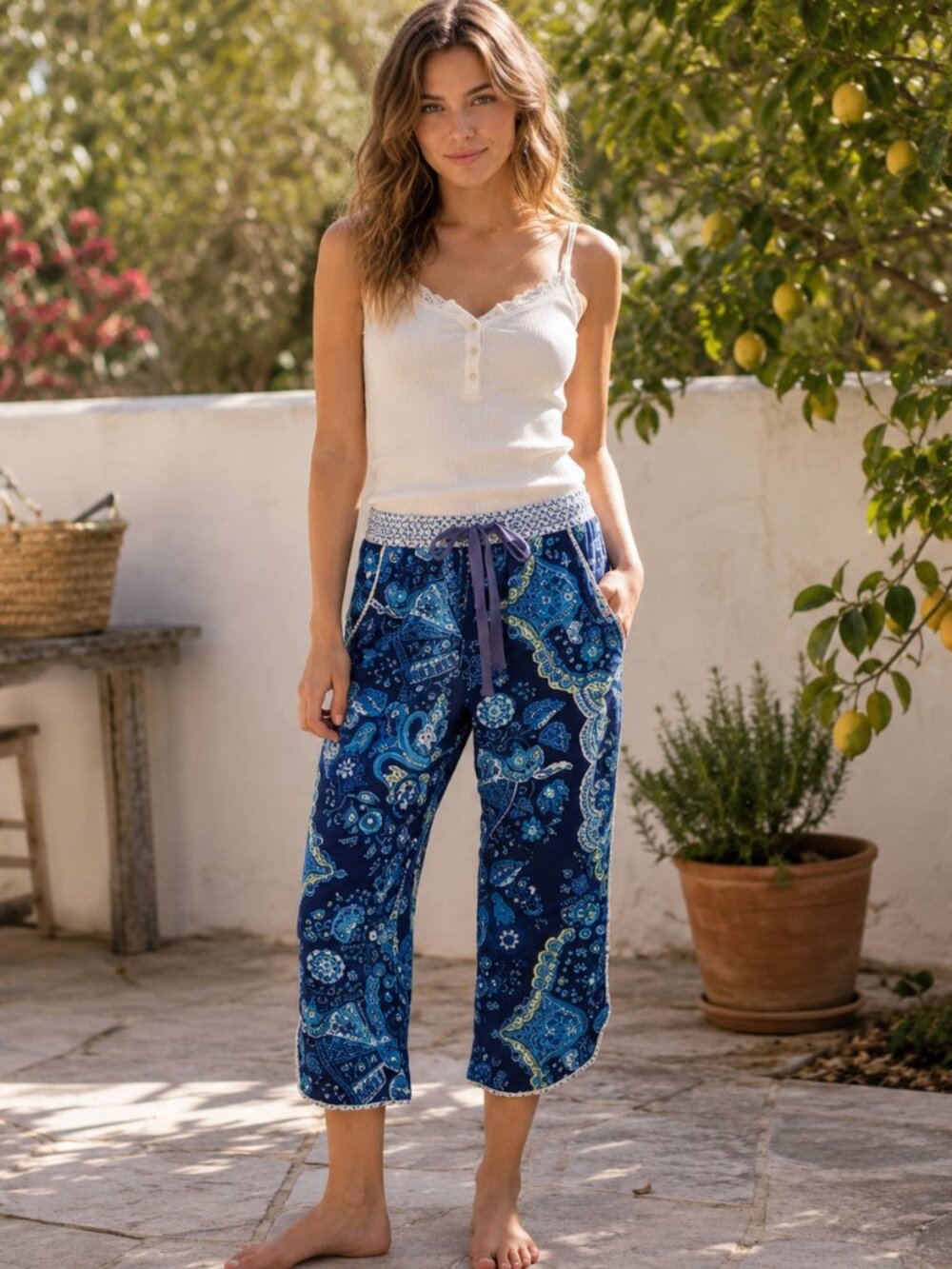 Eloise anthropologie cadiz crop lounge capris